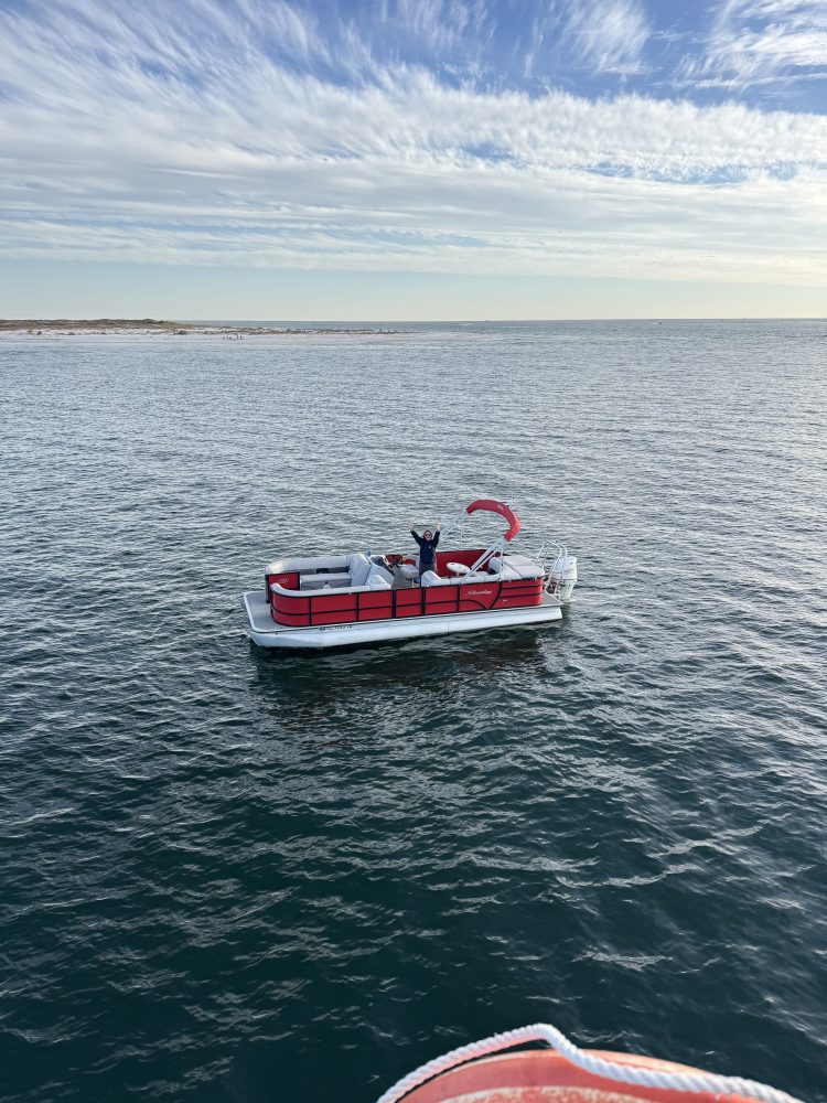a small boat in a body of water